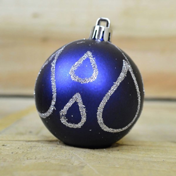 Samuel Alexander 9 Pack Premier 60mm Deluxe Glitter Christmas Tree Baubles - Midnight Blue