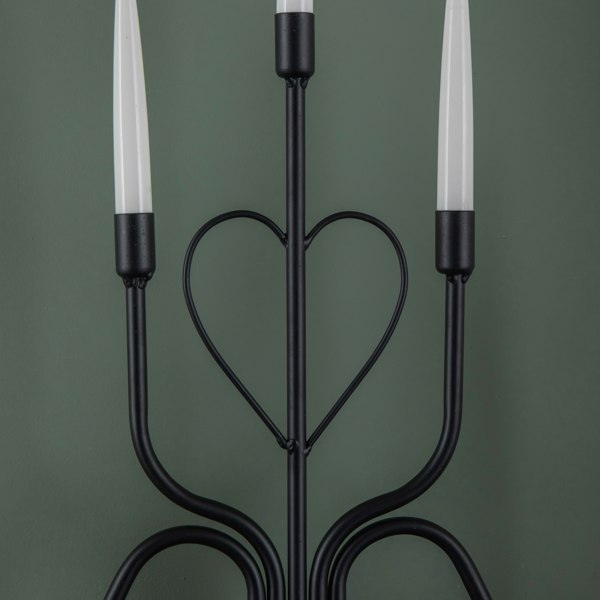 Samuel Alexander 32cm Battery Operated Light up Black Metal Heart Christmas Candlebridge with 5 Warm White LEDs