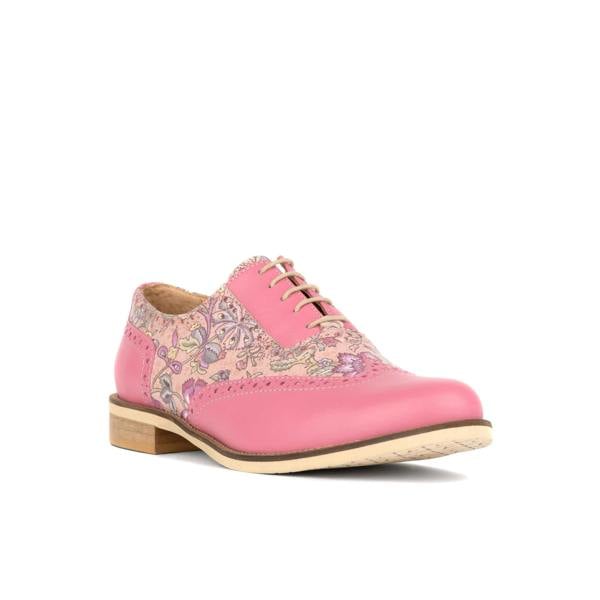Embassy London Vivienne - Pink Paisley - Women's oxford lace-up shoe with brogue details