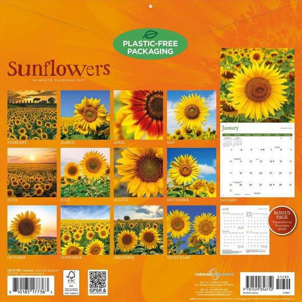 Sunflowers Calendar 2027, Wall Calendars, Month To View, Lifestyle, Gift