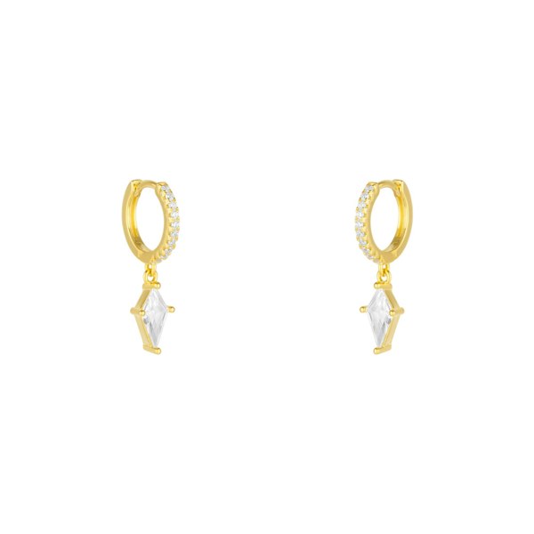 Spero London Sterling Silver Triangle Pave Spike Hoop Earrings
