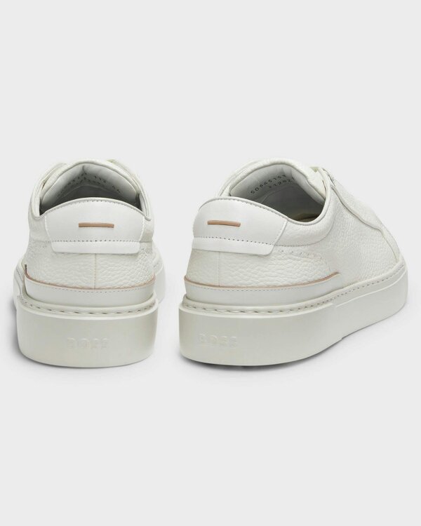 BOSS Orange Gary Mens Trainers in Grained Leather - Open White 112