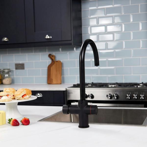 Impromta 3 in 1 Biometric Swan Neck Boiling Water Tap | Matt Black Finish