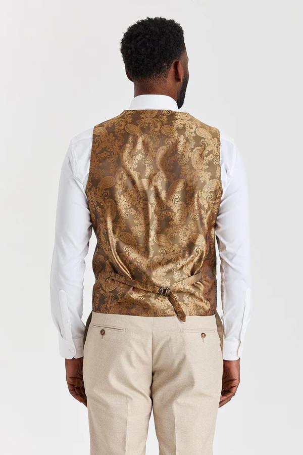 Paul Andrew Belmont Beige Suit with Harris Green Tweed Waistcoat