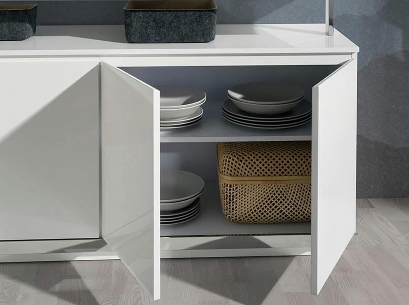 Angel Cerdá Sideboard White Wood and Chromed Steel BASE 3055