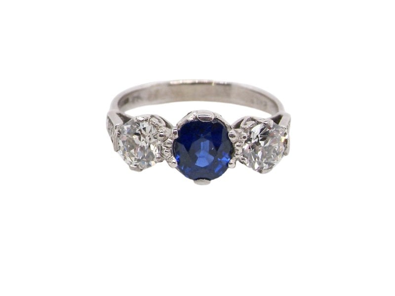 3 stone sapphire and diamond ring