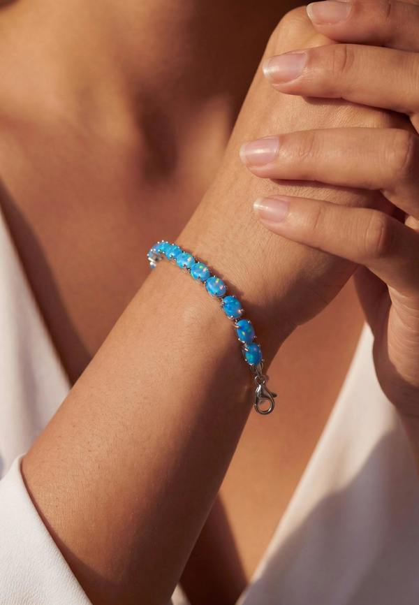 Latelita Blue Opal Tennis Bracelet Silver