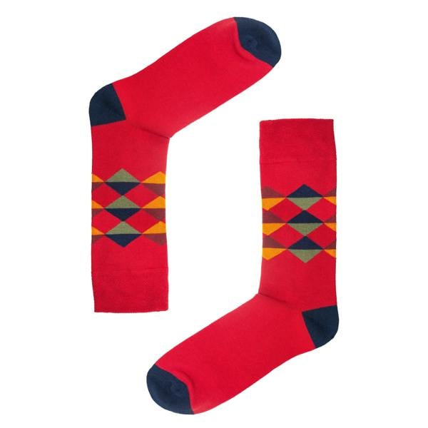 Jemsox Multi Diamond Pattern Organic Cotton Mens Socks | Comfort Welt Top