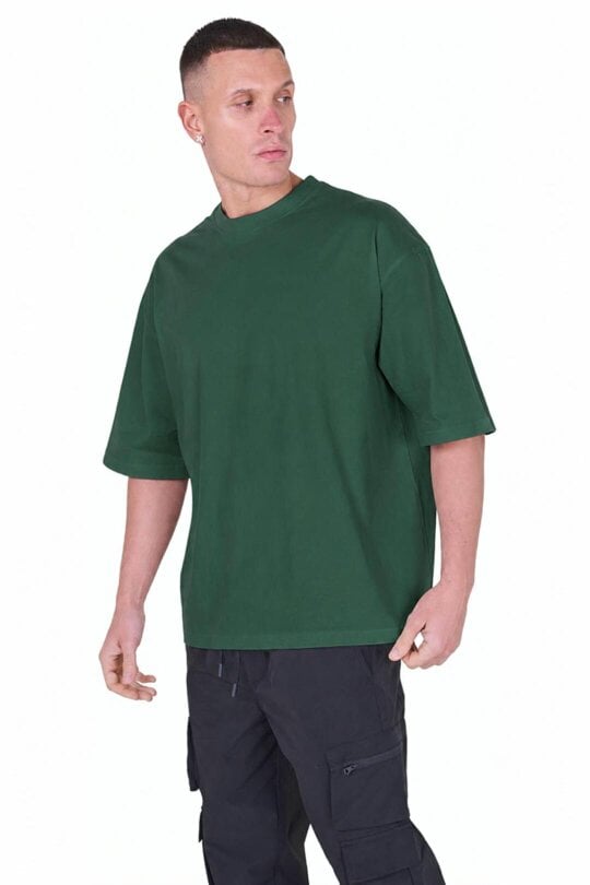 Elaina Fashion Heavyweight Oversized T-Shirt – Premium 100% Cotton - Dark Green