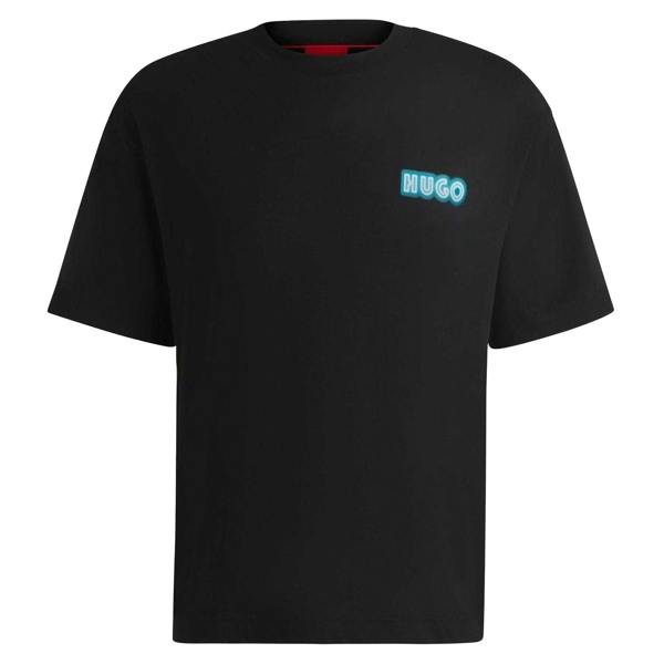 Hugo Mens Duwood Back Print Cotton Regular T-Shirt - Black - 