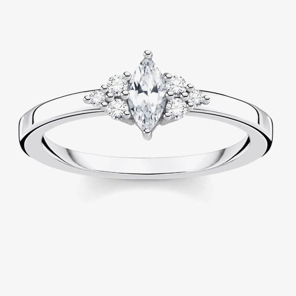 THOMAS SABO Silver Cubic Zirconia Vintage Marquise Cluster Ring TR2325-051-14