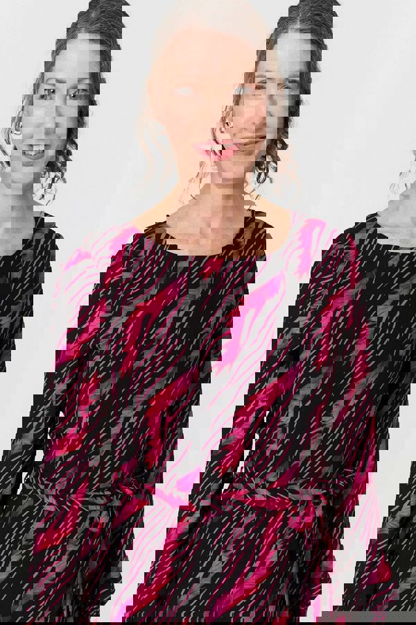 Pink | Printed Tie Waist Semi Sheer Maxi Dress
