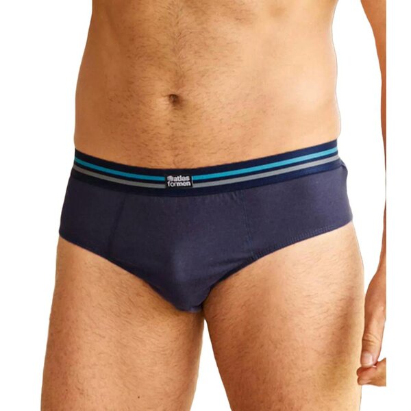 Atlas For Men Mens Comfort Briefs (Pack of 3) - Blue/Grey/Navy Blue