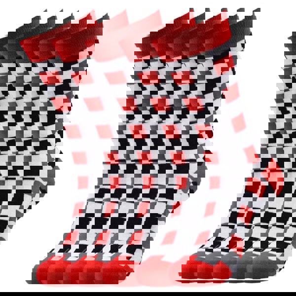 Anysox 5 Pairs Size 5-14 Fashion Socks Novelty Skateboard Squares Black and White Pattern Cotton for Women Red