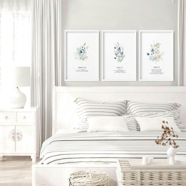 Christian religious wall art | set of 3 prints for bedroom walls