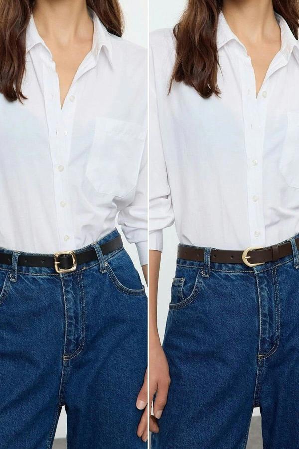 WOVCOR Double Pack Oval Buckle Women's Belt
