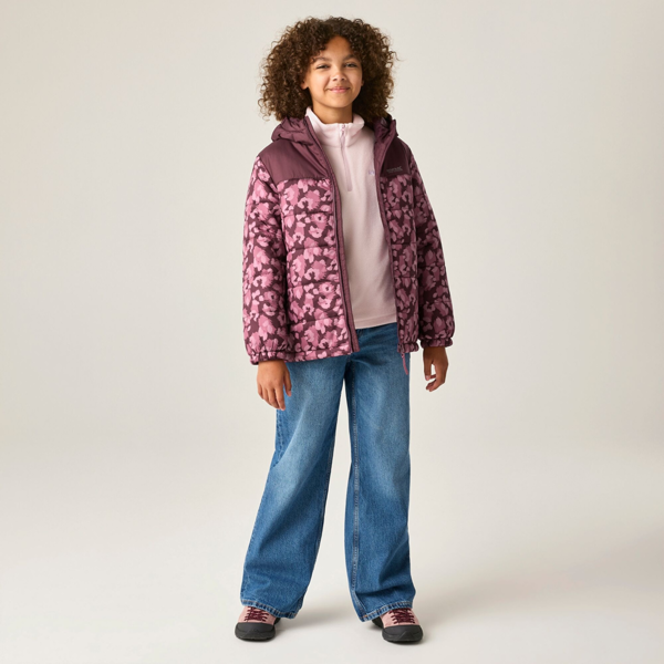 Regatta Kids Lofthouse Leopard Print Padded Jacket - Fig/Violet