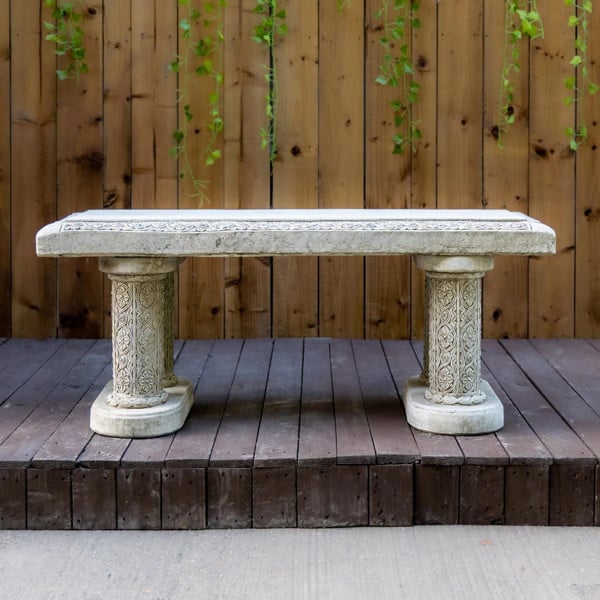OSN Large Stone Ornate Garden Bench Seat