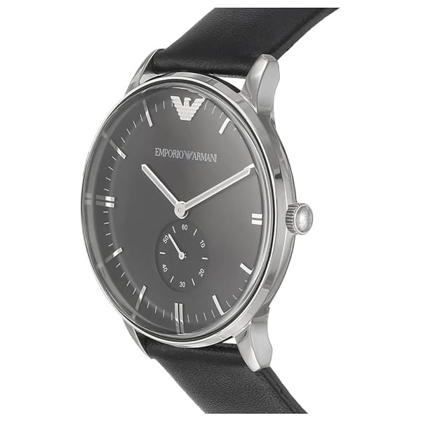 Emporio Armani AR0382 Two Hand Black Leather Strap Watch