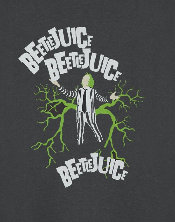 Beetlejuice Unisex Kids Grey Beetlejuice Beetlejuice Beetlejuice Short Sleeved T-Shirt