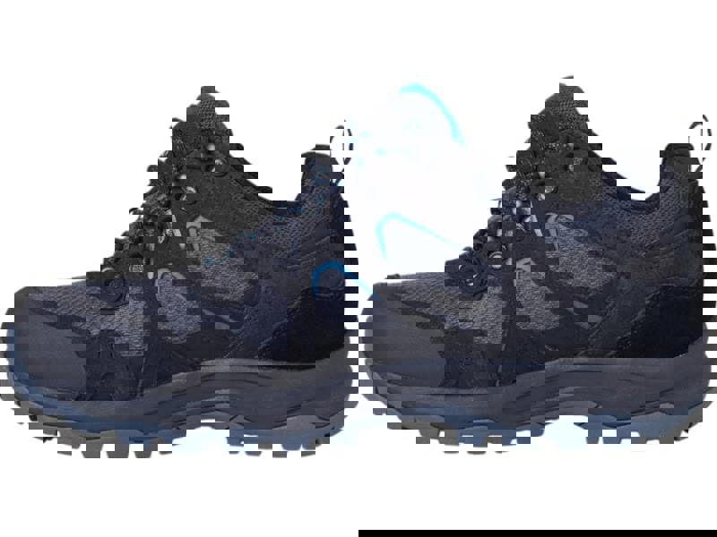 Karrimor Bodmin Low 6 Mens Walking Hiking Trekking Trainers, black and blue outdoor footwear with durable construction and rugged sole for outdoor adventures.