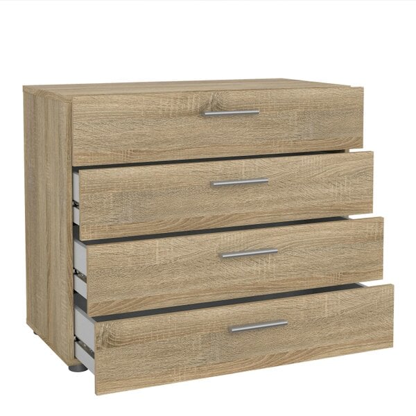 Wyld Haus Daejeon Natural Oak Effect Wood Chest 4 Drawers