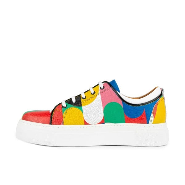 Embassy London Camila - Groovy - Women's white sole trainer in colourful Italian leather