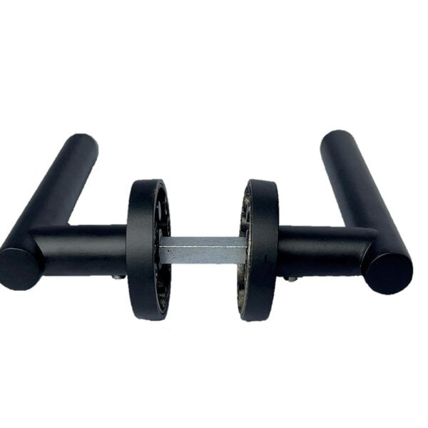 EDH Door Hardware Matt Black T Bar Door Handles on Round Rose – Straight Lever Handle 6 Pairs