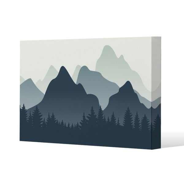 Benjamin Tate Design mountain landscape illustration Slim Style Canvas Print  75x100cm , 15mm Slim Real wood.