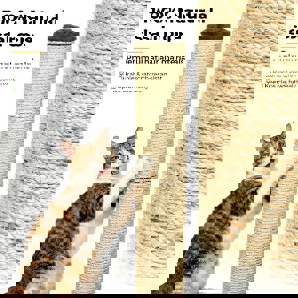 Skylos Tall Cat Scratching Post Natural Sisal Pole Heavey Duty Base with Ball