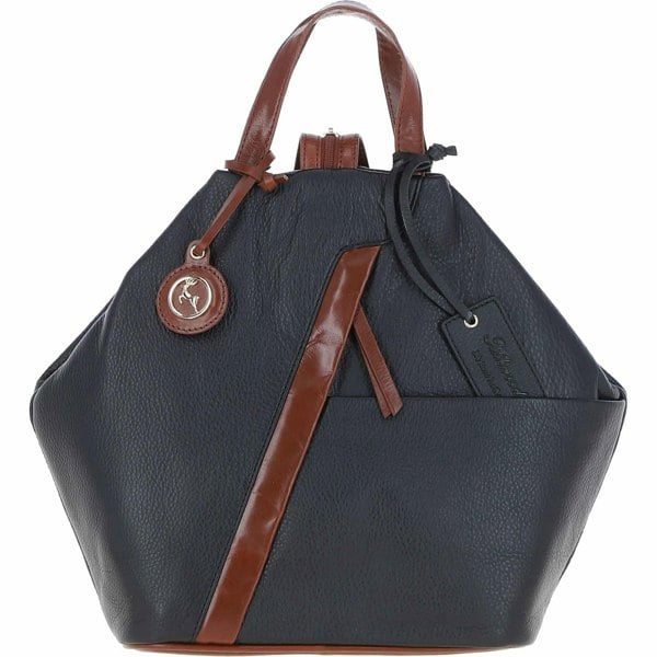 Ashwood 'Lydia' Convertible Leather Tote Backpack Black/tan: 62833