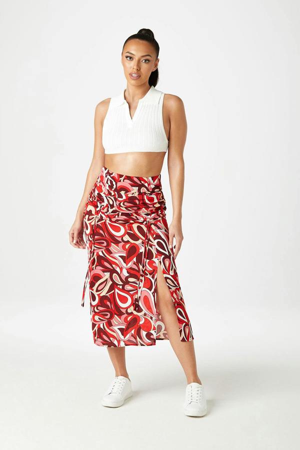 Urban Bliss Cheyenne Ruched & Tie Midi Skirt