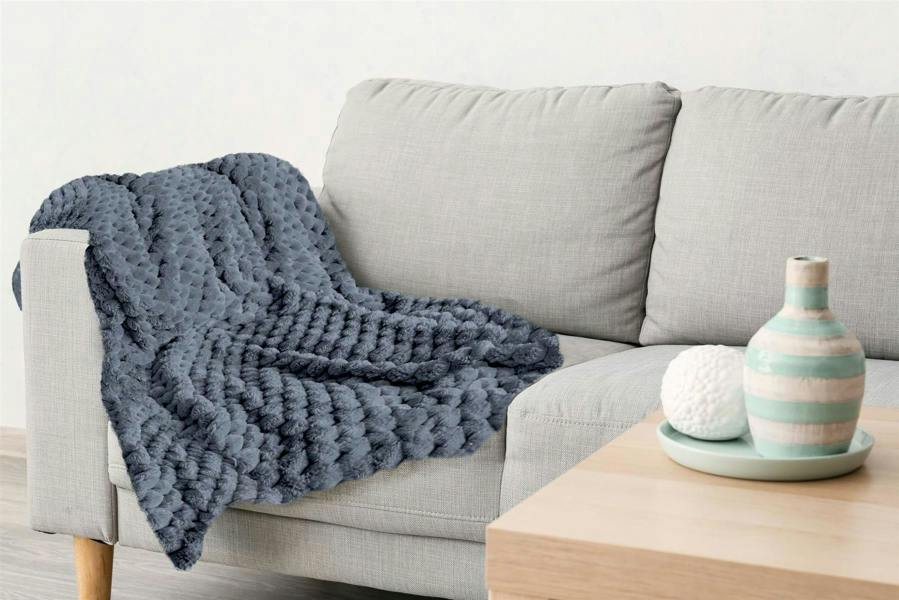 Lush Faux Rabbit Fur Charcoal Throw 127x152cm