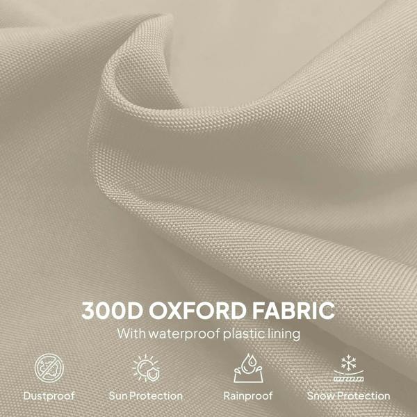 Beige woven Oxford-fabric umbrella cover, close-up of textured material