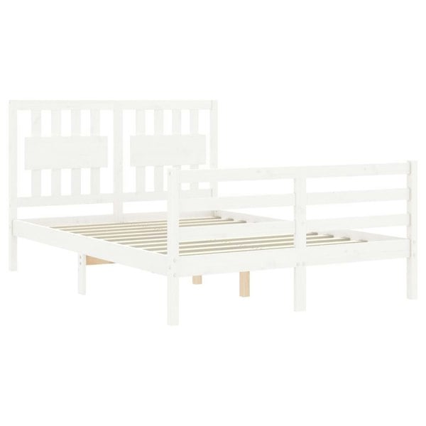 Berkfield Bed Frame with Headboard White 140x190 cm Solid Wood
