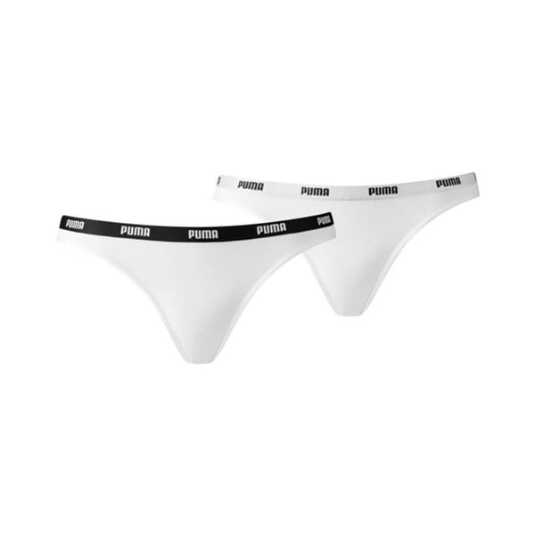 Puma 2-Pack Classic Logo Low-Rise Bikini Briefs, White