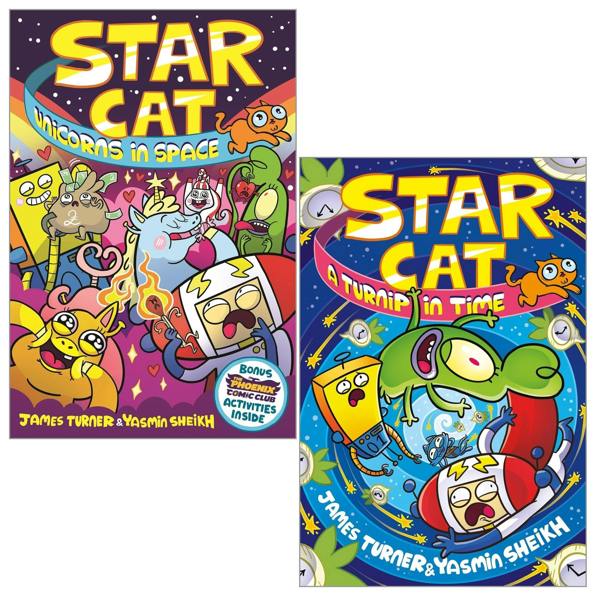 Star Cat Series 2 Books Collection Set by James Turner (A Turnip in Time!, Unicorns in Space!)