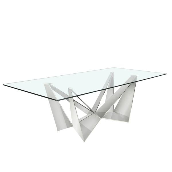 Angel Cerdá Rectangular tempered glass and chrome-plated steel dining table 1049