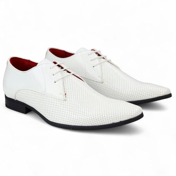 Dolcetto Men’s Pointed Toe Formal Lace Up Perforated Shoes