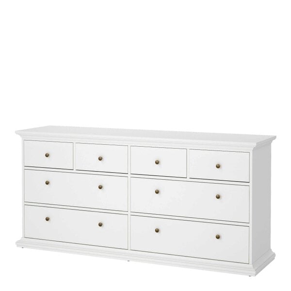 Wyld Haus Osaka Farmhouse Wide White Wooden Chest 8 Drawers