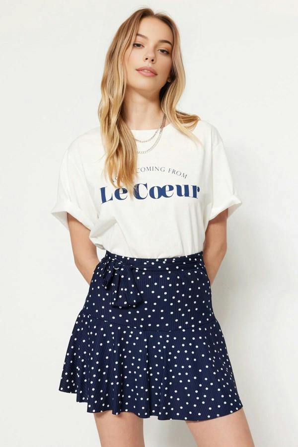 WOVCOR High Waist Mini Knitted Short Skirt