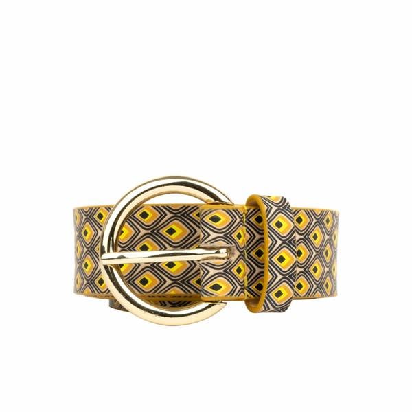 Embassy London Emma - Black & Yellow - Women's Italian leather belt