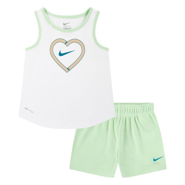 Nike Girls Happy Camper Mesh Top & Bottom Set - Green/White
