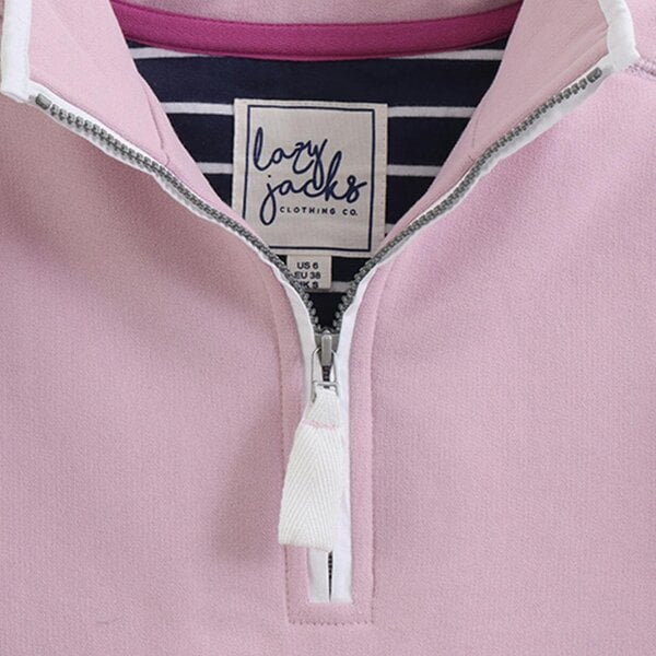 Lazy Jacks LJ3 - Supersoft 1/4 Zip Sweatshirt - Pink With White Trim