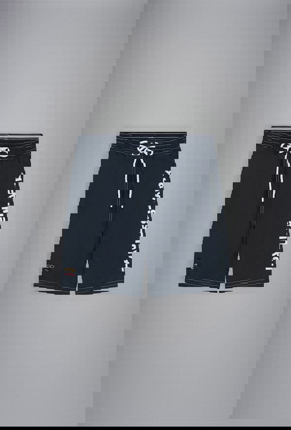 Paul & Shark Men's Colour Block Swim Shorts with Print - Navy