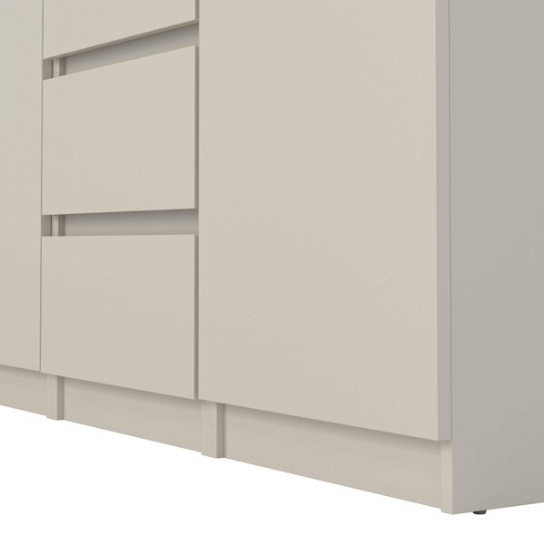 Wyld Haus Budapest Cream and Natural Oak Effect Sideboard 2 Doors 4 Drawers