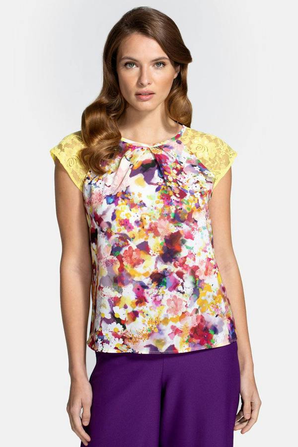 HotSquash Chiffon Top with Lace Sleeve