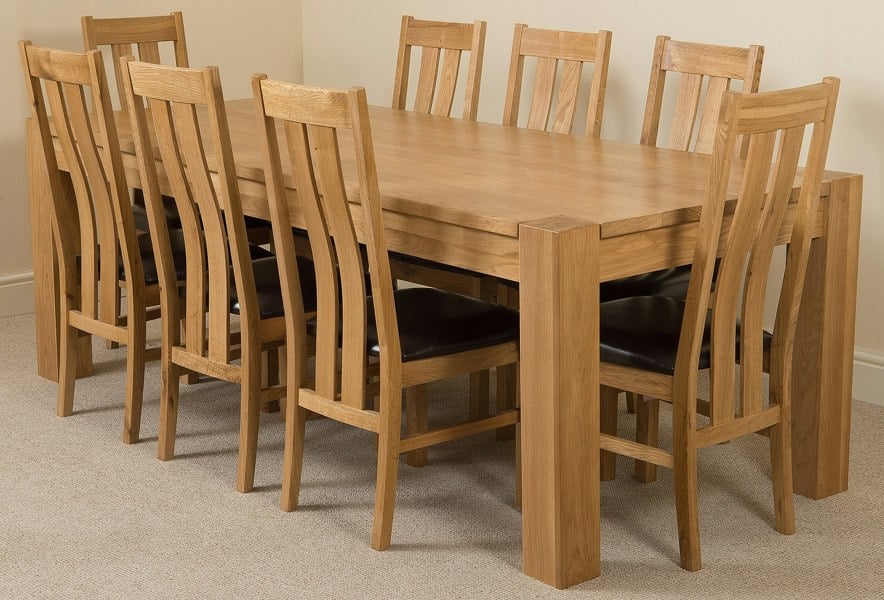 That's Furniture Kuba Extra Large Oak Dining Table with Princeton Oak Chairs