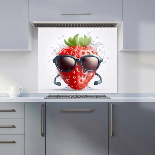 Warren Reed - Designer Strawberry In Glasses Kitchen Splashback