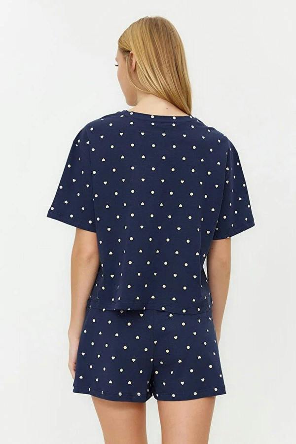WOVCOR Polka Dot and Heart Print Short Pyjama Set